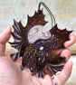 Wings across the moon. Pyrography dragon personalised decoration. - Image 1