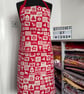 Handmade Red Patchwork Print Christmas Apron, Cotton Canvas Holiday Chef Apron - Image 2