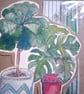watercolour print greeting card handmade- no 14 plants - Image 3