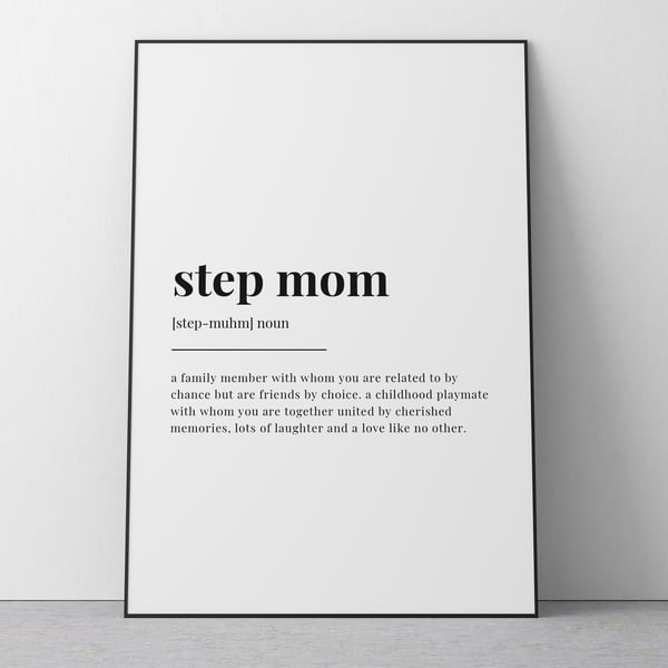 STEP MOM DEFINITION PRINT, Quote Print, Wall Art Print, Gift For Step Mom