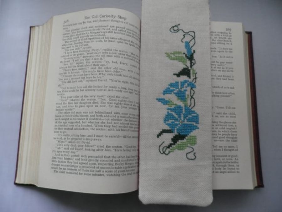 Cross Stitched Bookmark - Flower