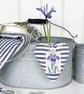 IRIS FABRIC HEART DECORATION - indigo stripes - Image 2