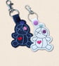 Voodoo Doll Keyring - Gothic Embroidered Faux Leather Bag Charm