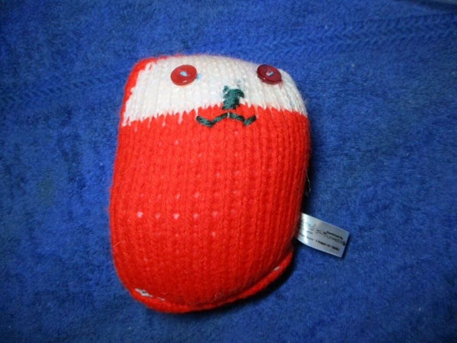Red Eyed Mini Armless Santa Snuggy - Knitted By KM