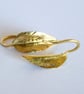 18ct Gold Earrings: Handmade Folded Leaf with Hallmark