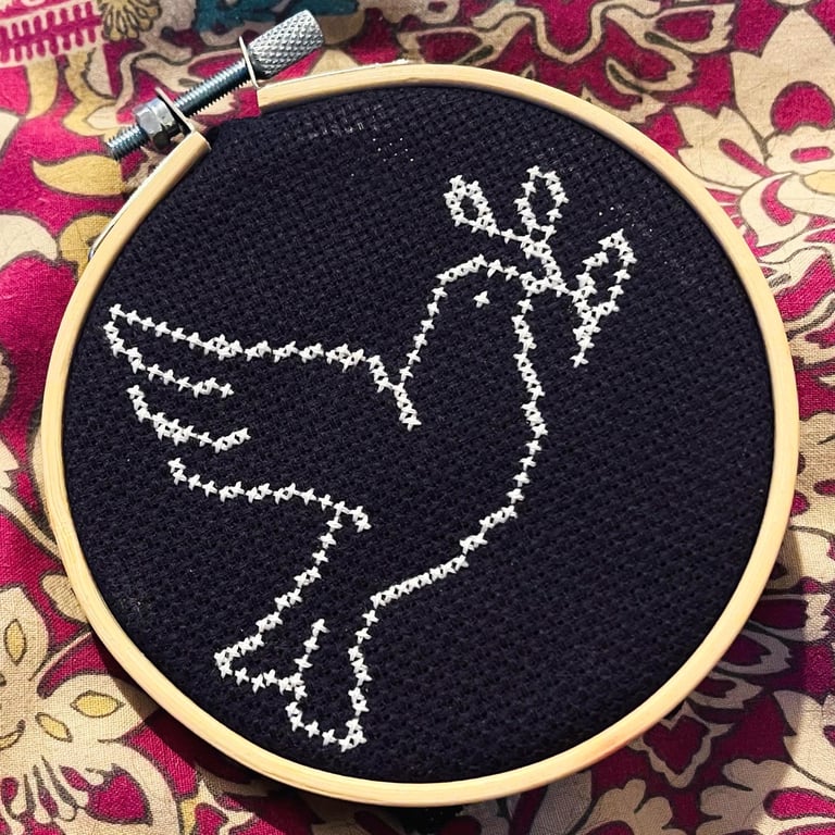 Simple Peace Dove w Olive Branch Christmas Card Counted Cross Stitch Pattern PDF