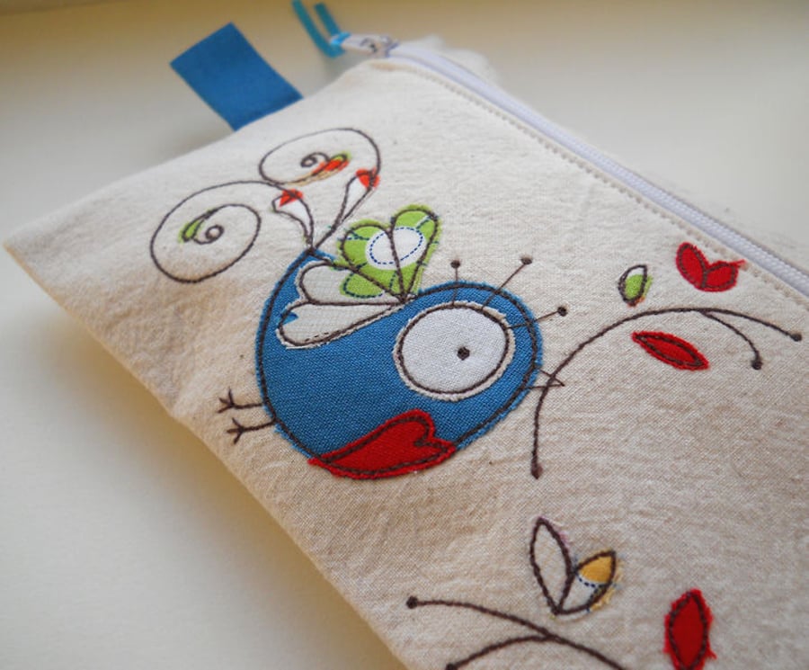 embroidered turquoise peace dove purse
