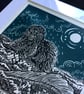 Here Be Monsters - Limited Edition - Hand printed & painted Linoprint - Image 5