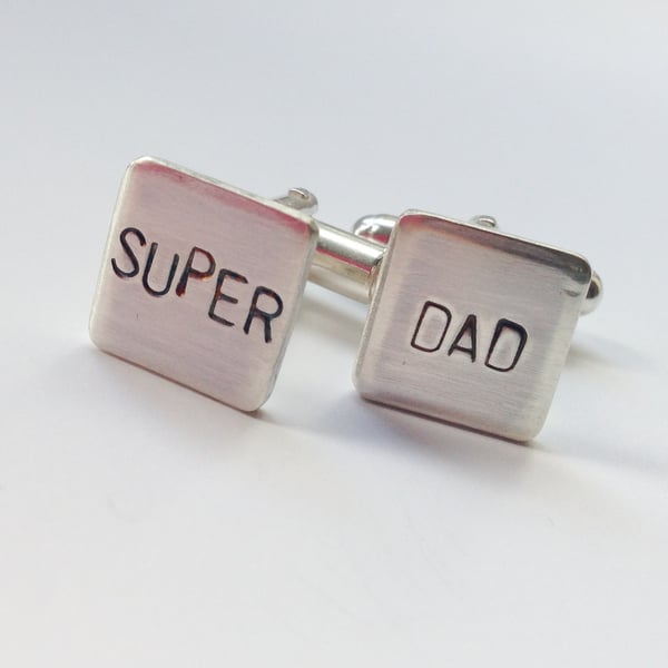 Super Dad Sterling Silver Cufflinks