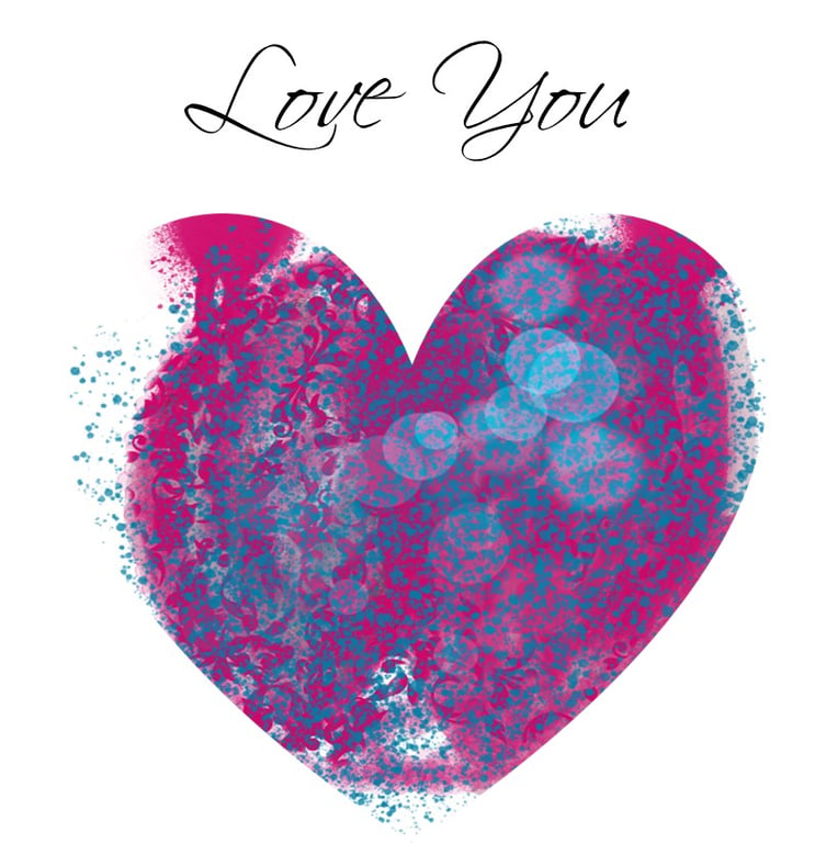 Love You Deep Pink Heart Greeting Card