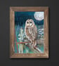 Owl Art Print - Tawny owl bird art print