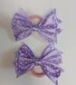 Set of 2 Purple Ribbon Bows on Hair Elastic – Layered Polka Dot Hair band - Image 7