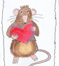 Mouse and Love Heart Valentine Card. Print. Blank inside  - Image 1