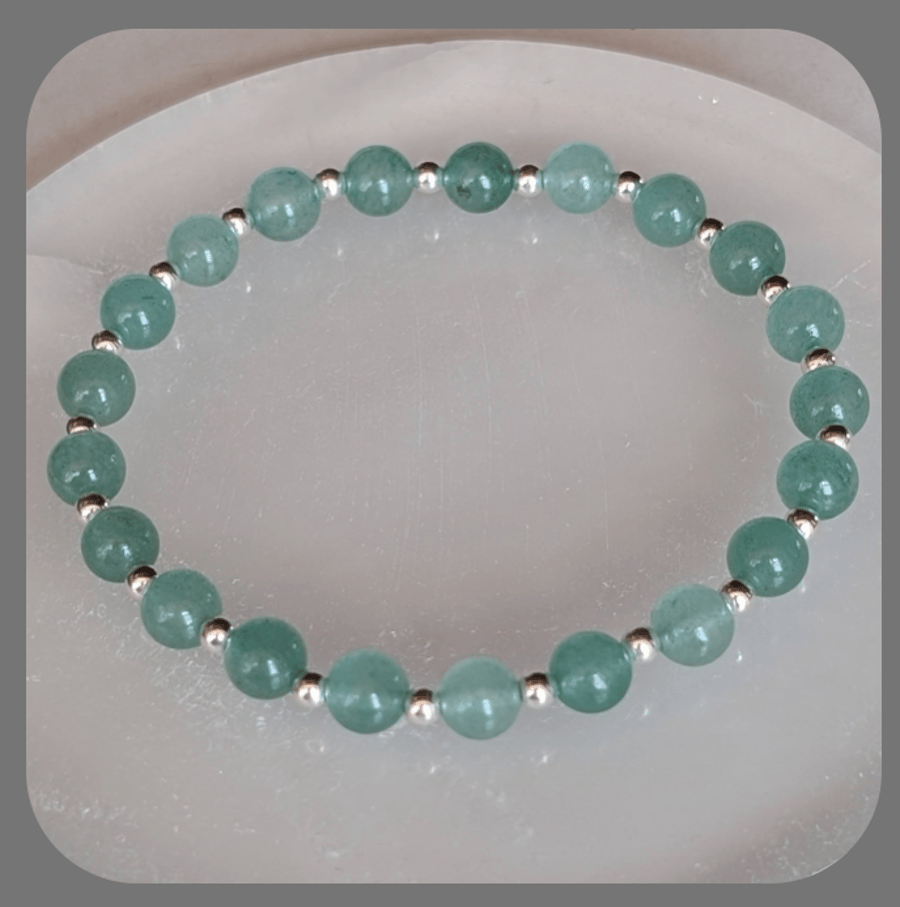 Aventurine and Sterling Silver Stacker Bracelet