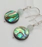 Amazonite and Paua Shell earrings sterling silver - Image 2