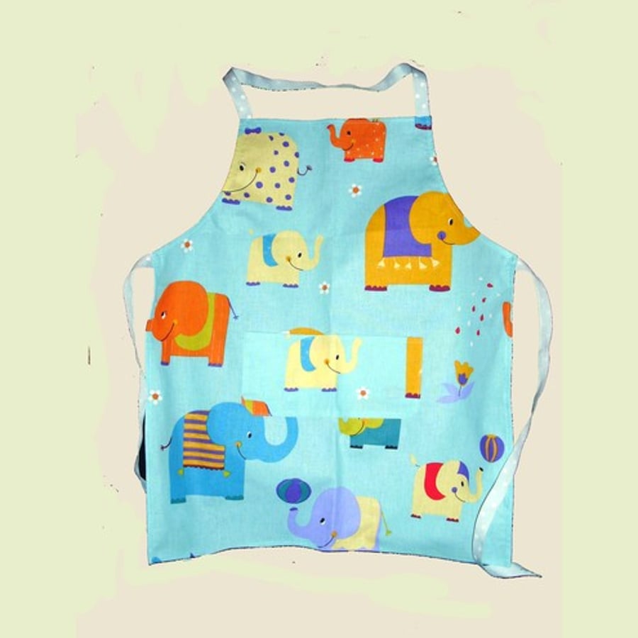 Childs baking apron (elephant print fabric)