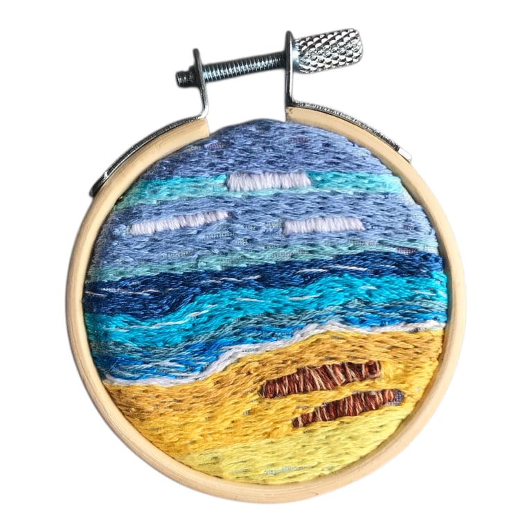 Miniature embroidery beach hoop