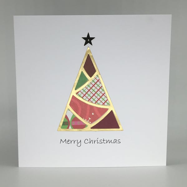 Paper pieced Christmas Tree Christmas card