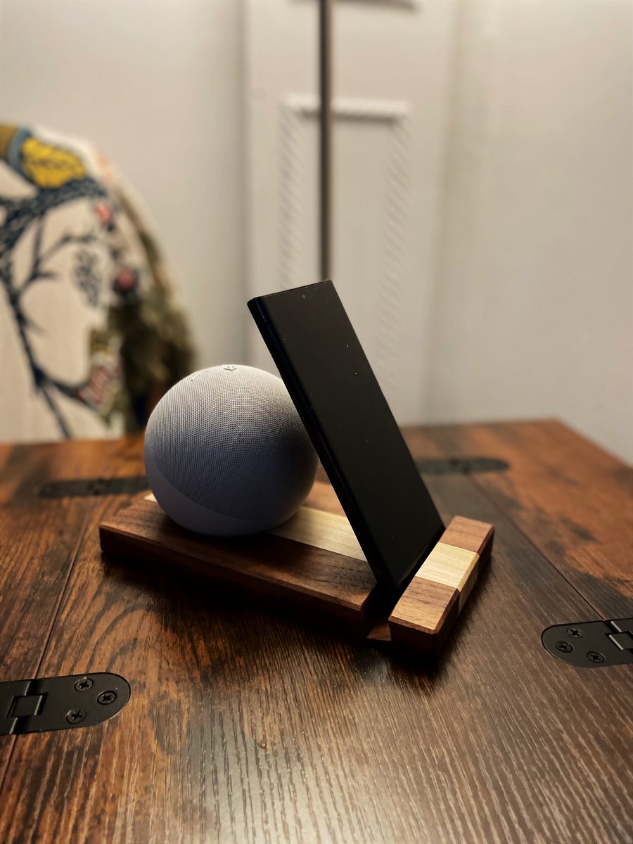 Echo Dot Stand – Walnut & Tulipwood Speaker & Phone Stand – No.04
