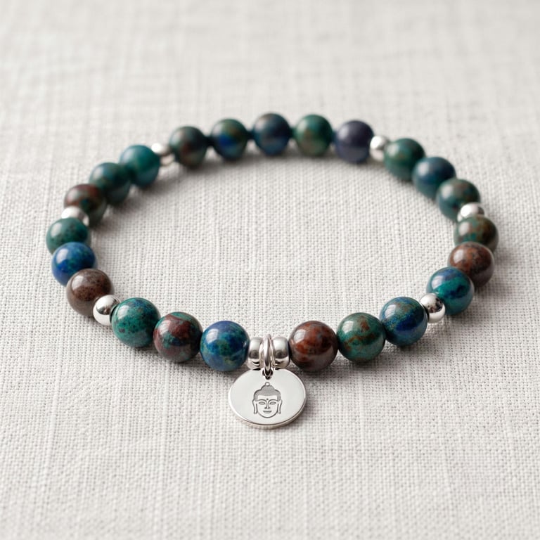 Azurite Crystal Bracelet, Intuition, Personalised Engraved Gift