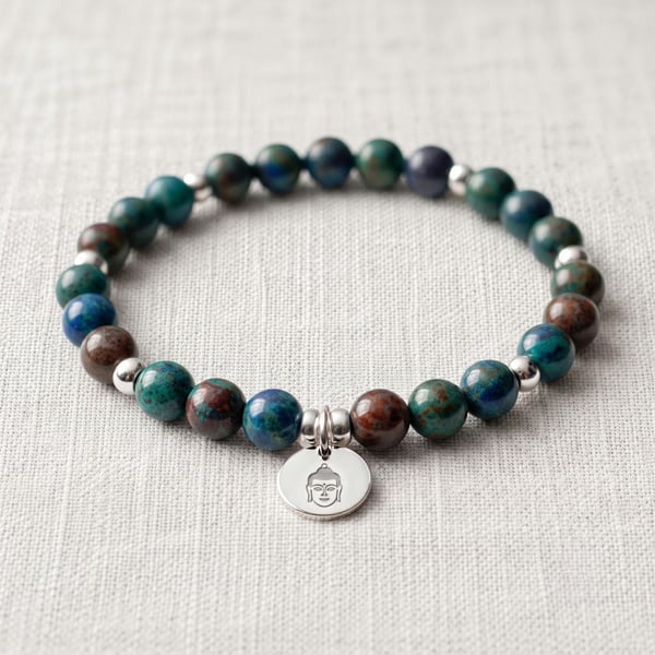 Azurite Crystal Bracelet, Intuition, Personalised Engraved Gift