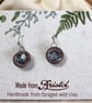 Handmade Ceramic Earrings UK; Speckled Blue Glazed Dangle, Foraged Bristol Clay  - Image 3