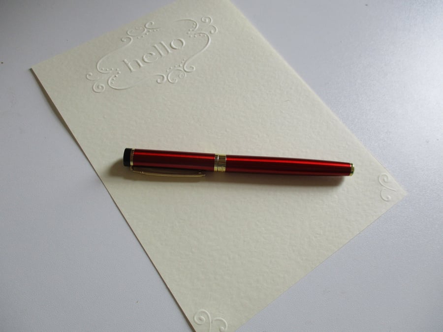 Embossed "HELLO" Writing Paper  with Kraft Envelopes - 15 Piece Set