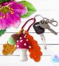 Red toadstool, acorn and oak leaves crochet bag charm. Toadstool keyring - Image 5