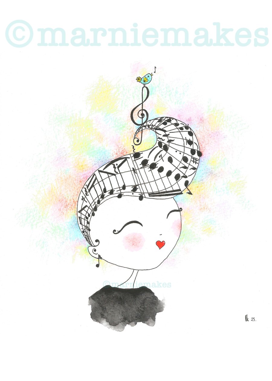 Music Is A Painting You Can Hear - A5 Giclee Print 