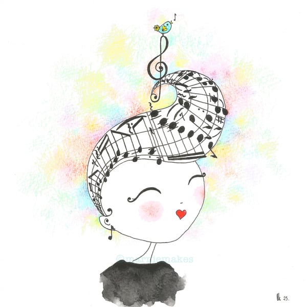Music Is A Painting You Can Hear - A5 Giclee Print 