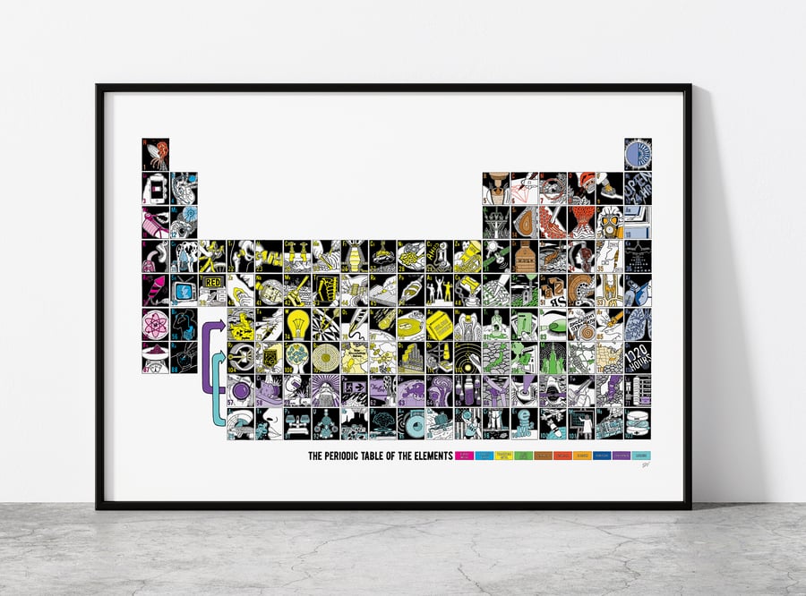Illustrated Periodic Table of the Elements - A3 Giclee Prints (unframed)