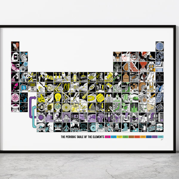 Illustrated Periodic Table of the Elements - A3 Giclee Prints (unframed)