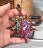 Dragon with mistletoe hanging star. Pyrography personalised decoration. - Image 2