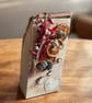 Handcrafted Red Oak Rustic Christmas Block Display. Live Edge Freestanding Decor