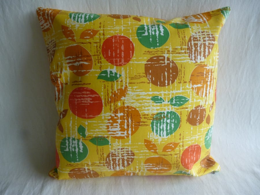 Yellow apple patterned vintage cushion cover