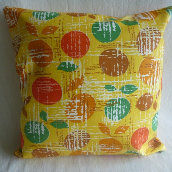 Yellow apple patterned vintage cushion cover