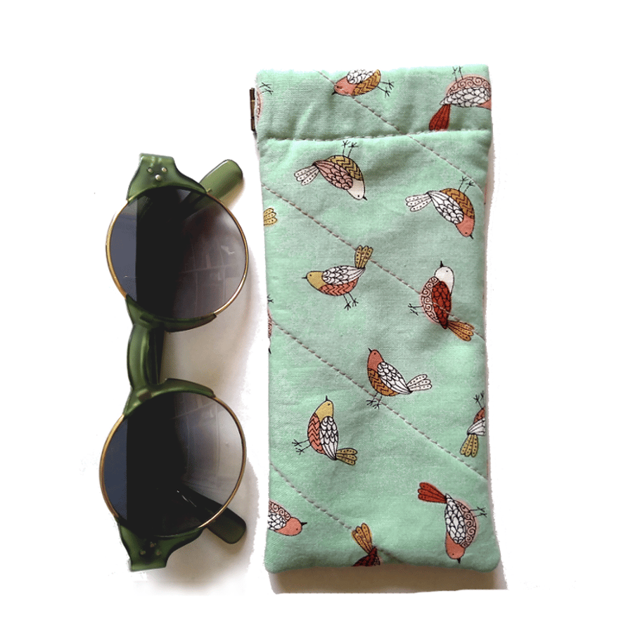 Pretty glasses case with birds, flex frame
