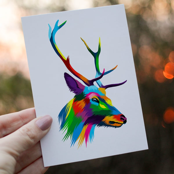 Stag Birthday Card, Stag Birthday Card, Personalized Stag Card, Friend Greeting 