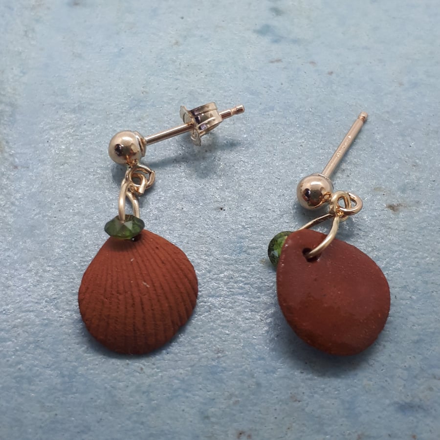Gold filled and terracotta shell studs 3