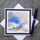 Handpainted Blank Card. Wee Village in the Glen