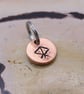 Recycled Round Copper Courage Bindrune Keyring Charm, Bag Charm.