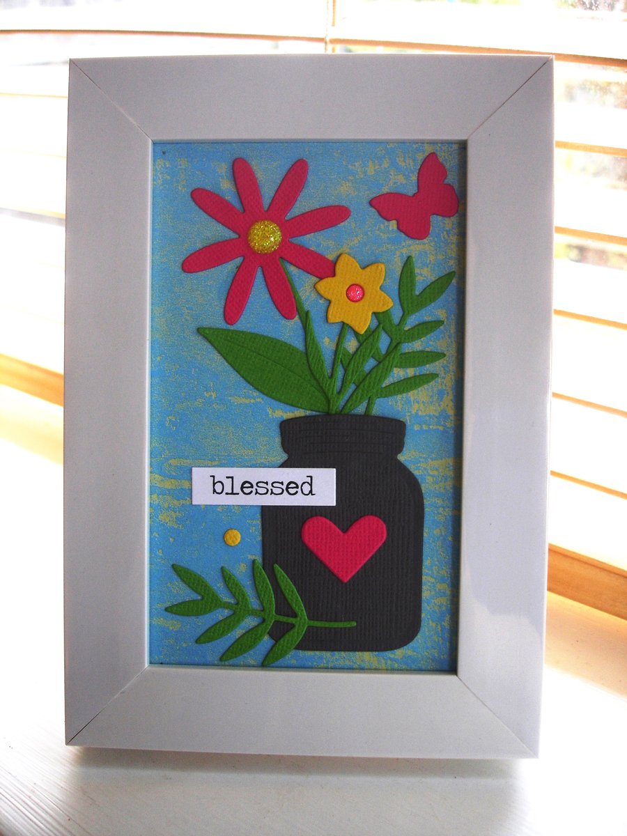 Collage Art Blessed Vase of Flowers