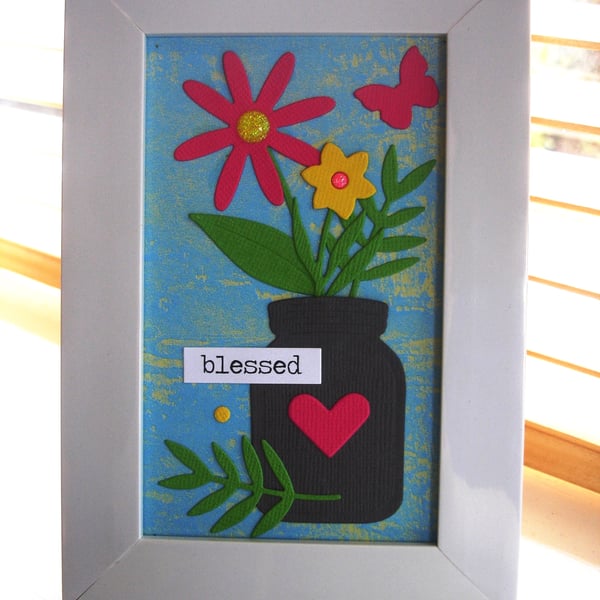 Collage Art Blessed Vase of Flowers
