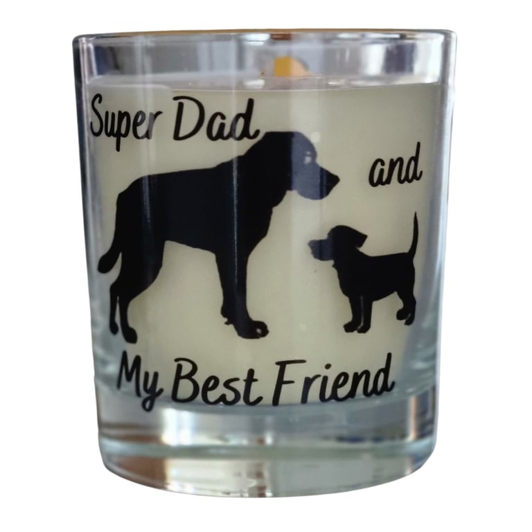 Scented Candle In Glass Container Dad Best Friend Dog Design Dad Gift