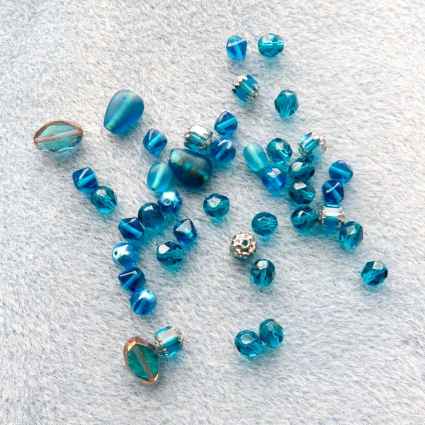 Assortment of mid blue beads