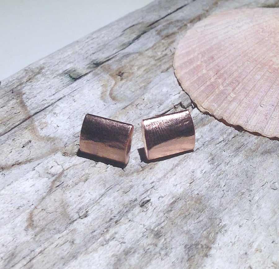 Handmade Textured Copper Earrings (ERCUSTRT1) - UK Free Post