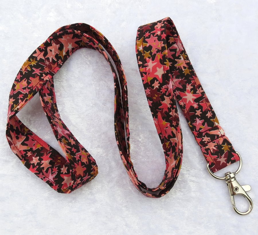 Liberty Tana Lawn lanyard, with swivel lobster clip, stars