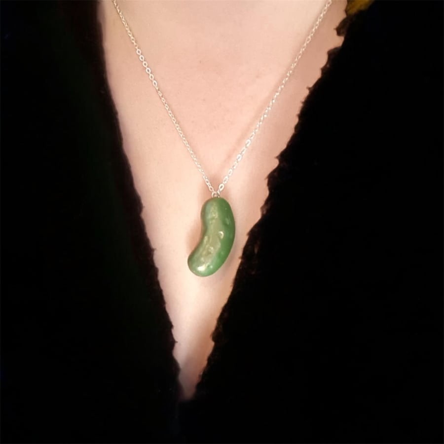 Pickle Necklace Quirky Dill Pickle Pendant Handmade Miniature Food Jewellery 