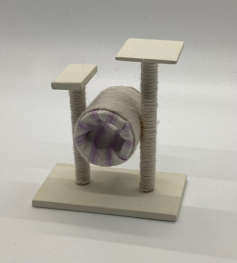 1:12 scale dolls house cat scratching tower