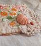 Embroidered flowers and lace textile brooch - Image 5